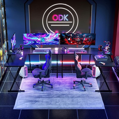 Tables de jeu d'angle en L noires